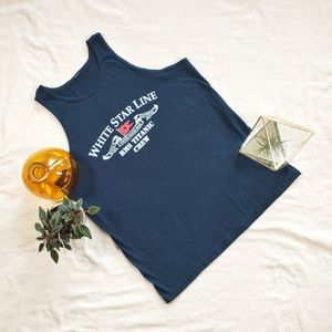 Alstyle White Star Line RMS Titanic Crew Graphic Tank Top in Navy Blue Size XL
